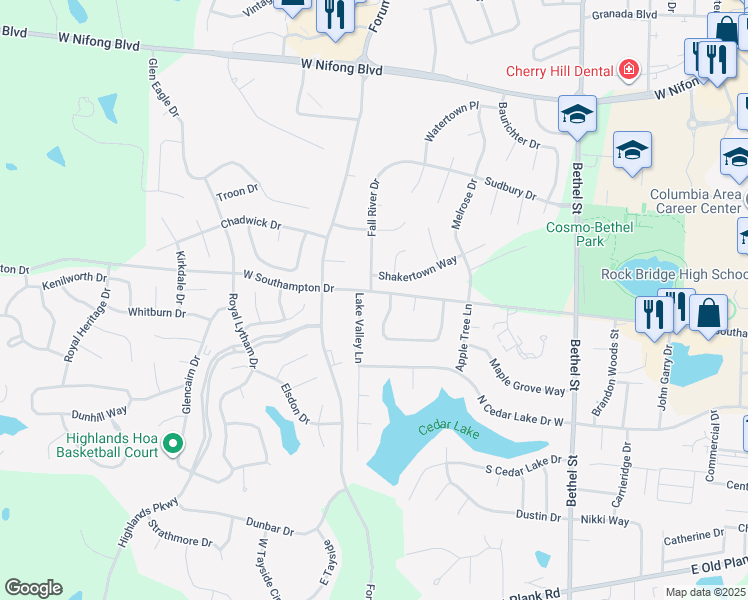 map of restaurants, bars, coffee shops, grocery stores, and more near 758 West Southampton Drive in Columbia