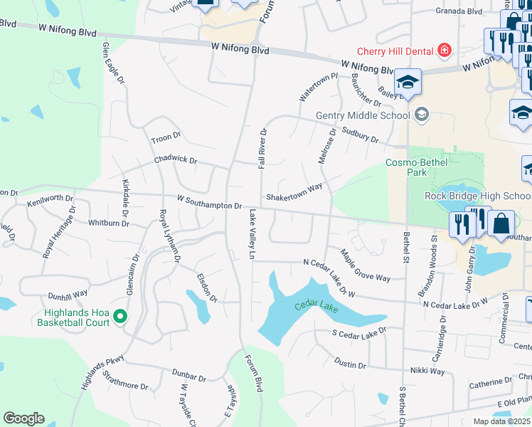 map of restaurants, bars, coffee shops, grocery stores, and more near 758 Southampton Drive in Columbia