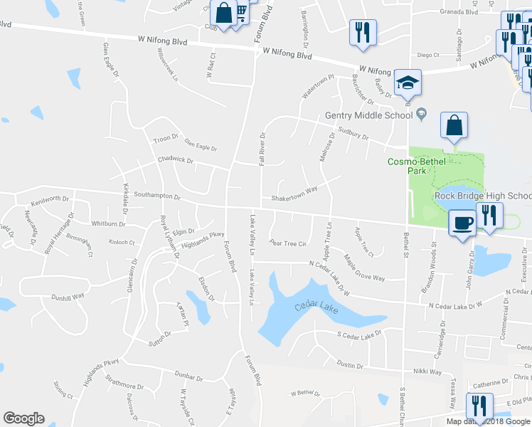 map of restaurants, bars, coffee shops, grocery stores, and more near 760 Southampton Drive in Columbia