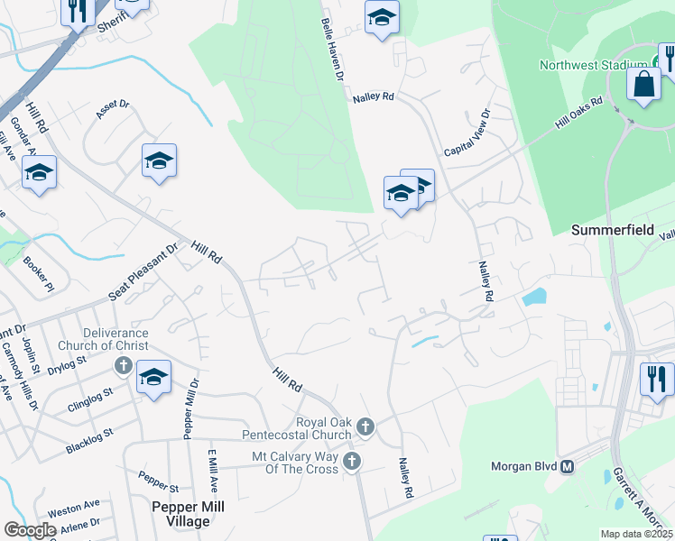 map of restaurants, bars, coffee shops, grocery stores, and more near 875 English Chestnut Drive in Hyattsville