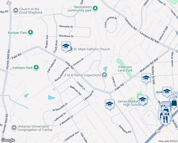 map of restaurants, bars, coffee shops, grocery stores, and more near 2321 Tanglevale Drive in Vienna