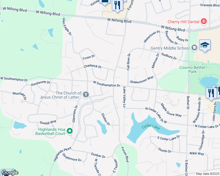 map of restaurants, bars, coffee shops, grocery stores, and more near 1100 Elgin Drive in Columbia