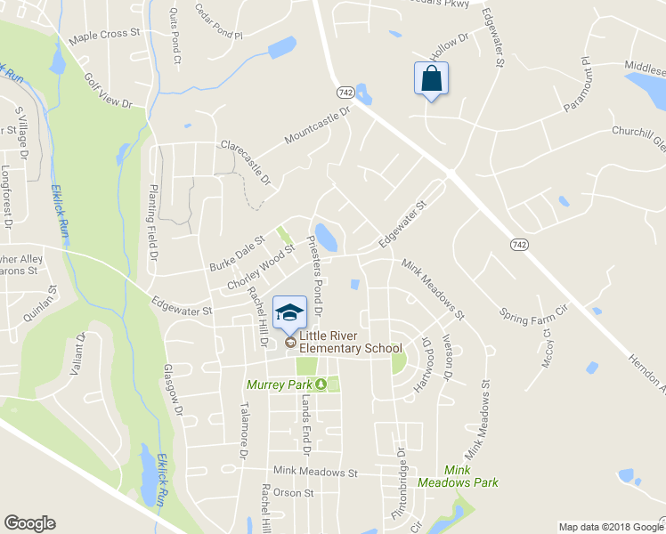 map of restaurants, bars, coffee shops, grocery stores, and more near 43517 Evian Lane in Chantilly