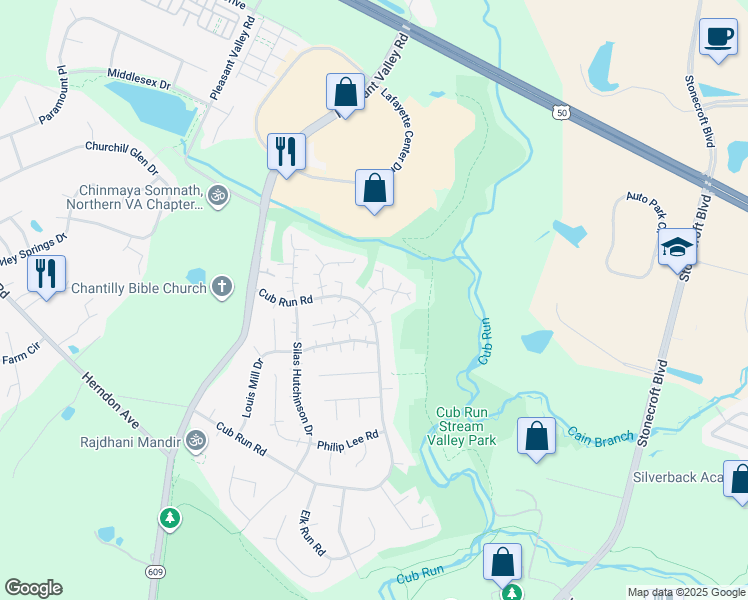 map of restaurants, bars, coffee shops, grocery stores, and more near 15123 General Stevens Court in Chantilly
