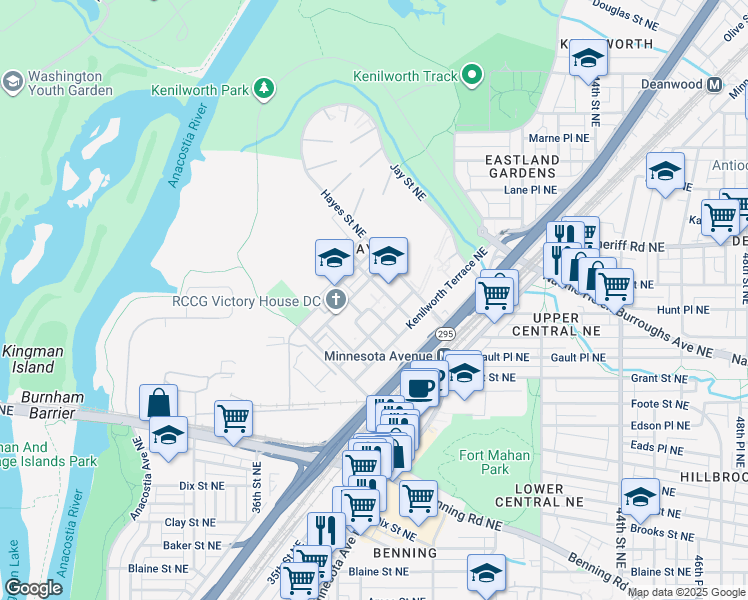 map of restaurants, bars, coffee shops, grocery stores, and more near 101 Independence Avenue Southeast in Washington