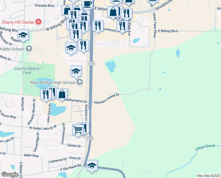 map of restaurants, bars, coffee shops, grocery stores, and more near 551 East Southampton Drive in Columbia