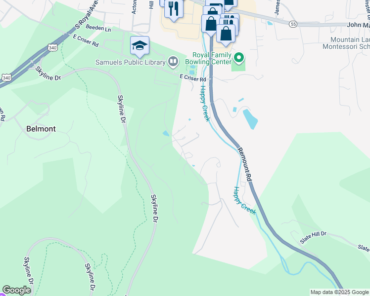 map of restaurants, bars, coffee shops, grocery stores, and more near 1108 Fox Drive in Front Royal