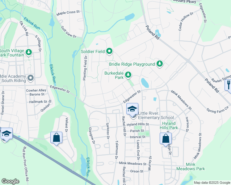 map of restaurants, bars, coffee shops, grocery stores, and more near 25900 Roper Lane in Chantilly