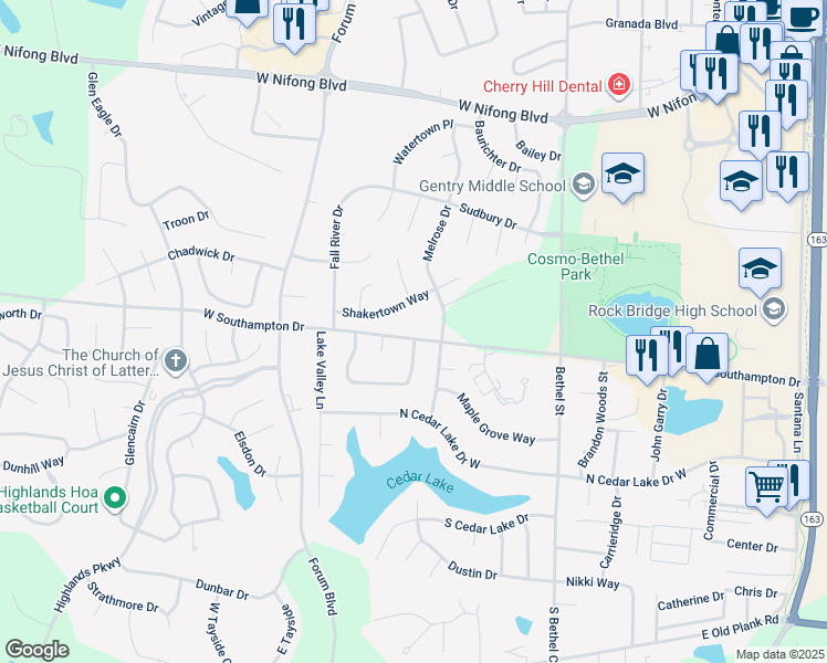 map of restaurants, bars, coffee shops, grocery stores, and more near 541 West Southampton Drive in Columbia
