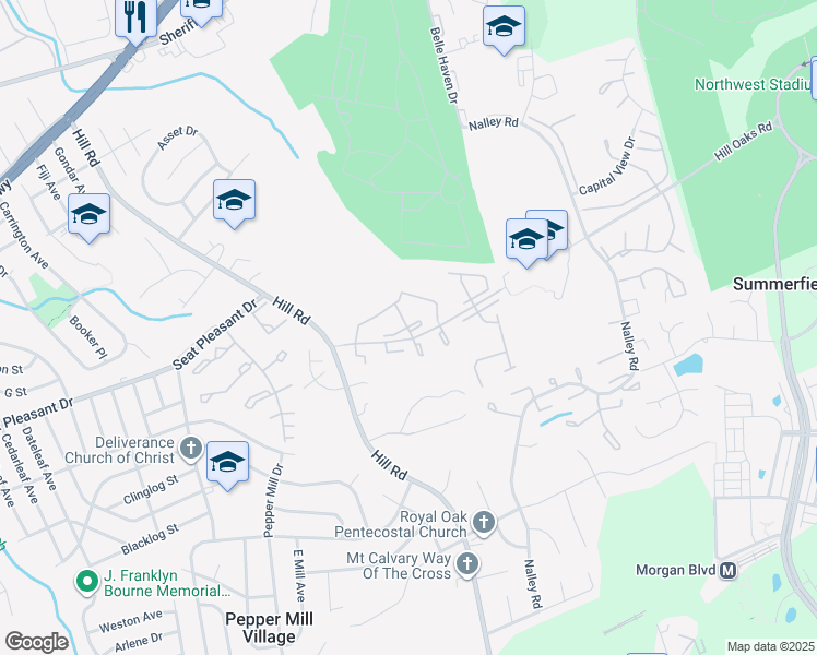 map of restaurants, bars, coffee shops, grocery stores, and more near 7226 Tamo Court in Hyattsville