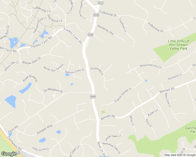 map of restaurants, bars, coffee shops, grocery stores, and more near 3152 Southfield Drive in Herndon