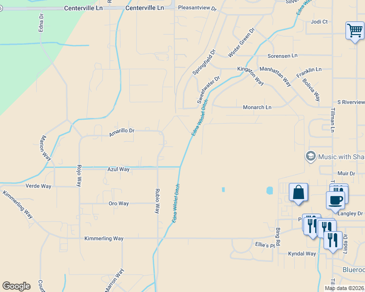 map of restaurants, bars, coffee shops, grocery stores, and more near 1155 Colorado Court in Gardnerville