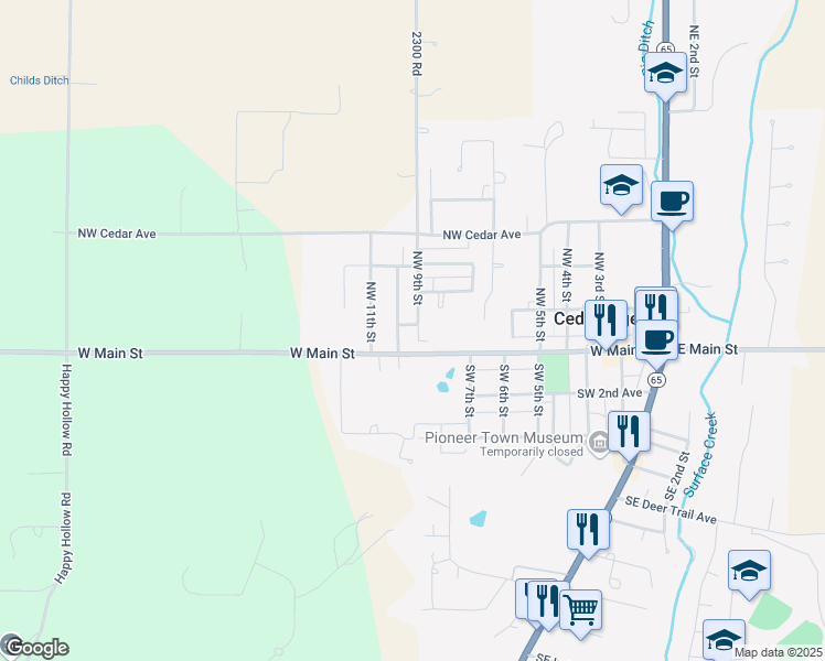 map of restaurants, bars, coffee shops, grocery stores, and more near 135 Cedar Rock Avenue West in Cedaredge