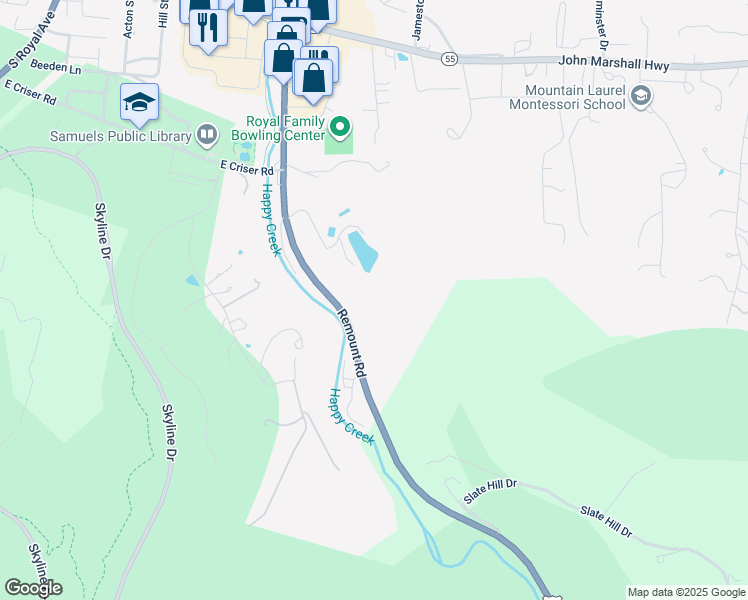 map of restaurants, bars, coffee shops, grocery stores, and more near 700 Remount Road in Front Royal