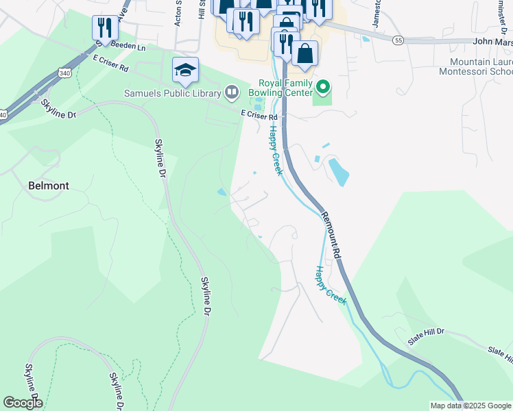 map of restaurants, bars, coffee shops, grocery stores, and more near 1108 Fox Drive in Front Royal