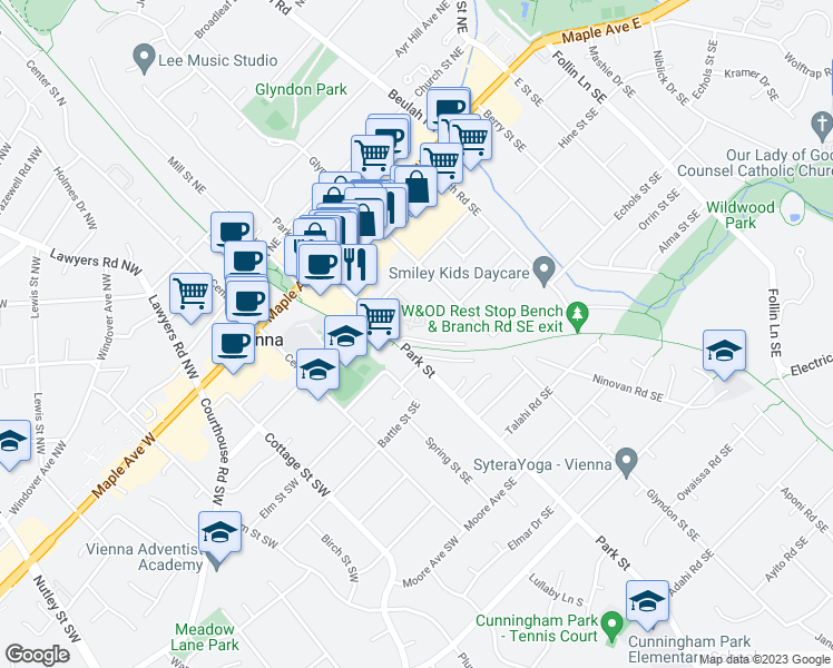 map of restaurants, bars, coffee shops, grocery stores, and more near 101 Independence Avenue Southeast in Washington