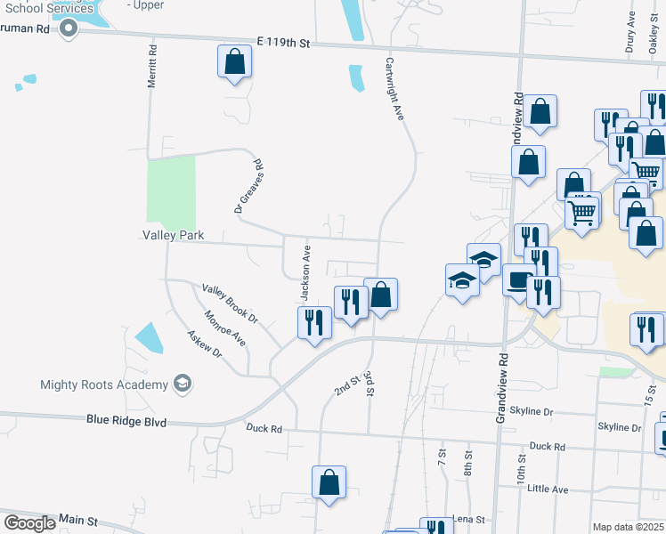 map of restaurants, bars, coffee shops, grocery stores, and more near 12400 3rd Street in Grandview