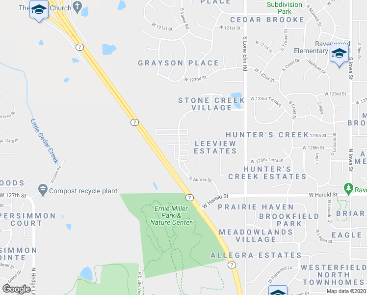 map of restaurants, bars, coffee shops, grocery stores, and more near 12523 Chelsea Street in Olathe