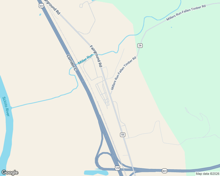 map of restaurants, bars, coffee shops, grocery stores, and more near 1126 Fairground Road in Lucasville