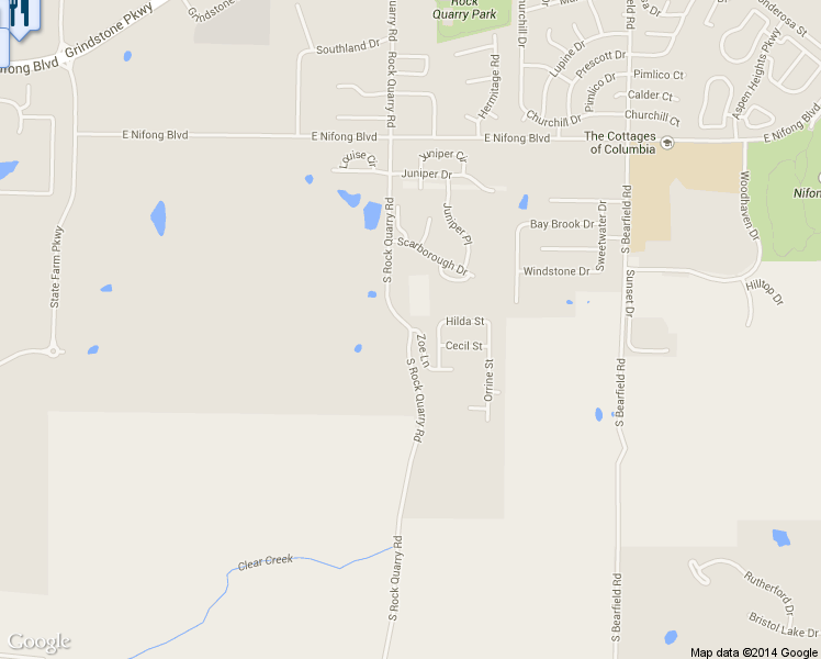 map of restaurants, bars, coffee shops, grocery stores, and more near 4112 South Rock Quarry Road in Columbia