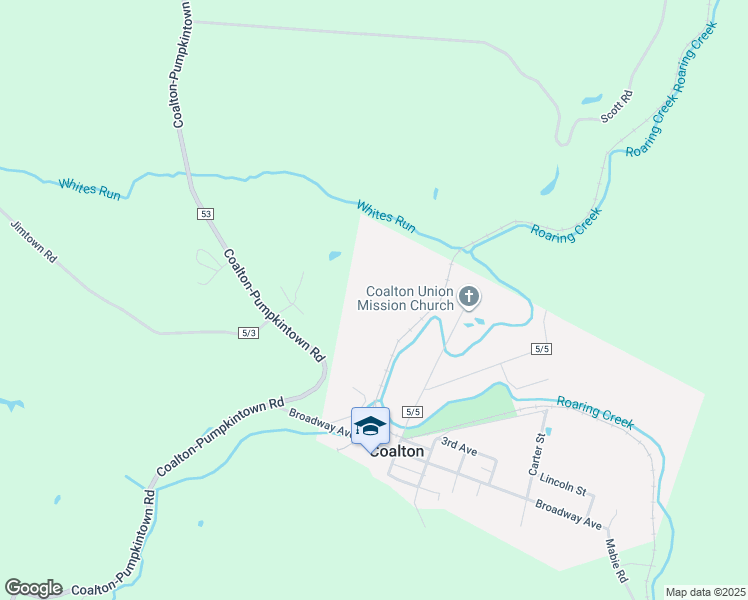 map of restaurants, bars, coffee shops, grocery stores, and more near 53 Route in Coalton