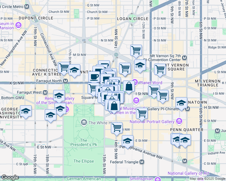 map of restaurants, bars, coffee shops, grocery stores, and more near 101 Independence Avenue Southeast in Washington