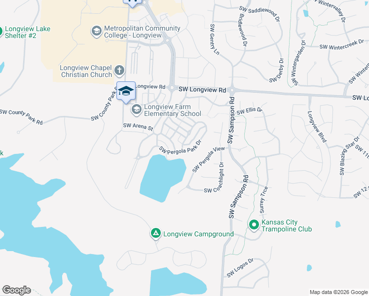 map of restaurants, bars, coffee shops, grocery stores, and more near 3148 Southwest Pergola Park Drive in Lee's Summit