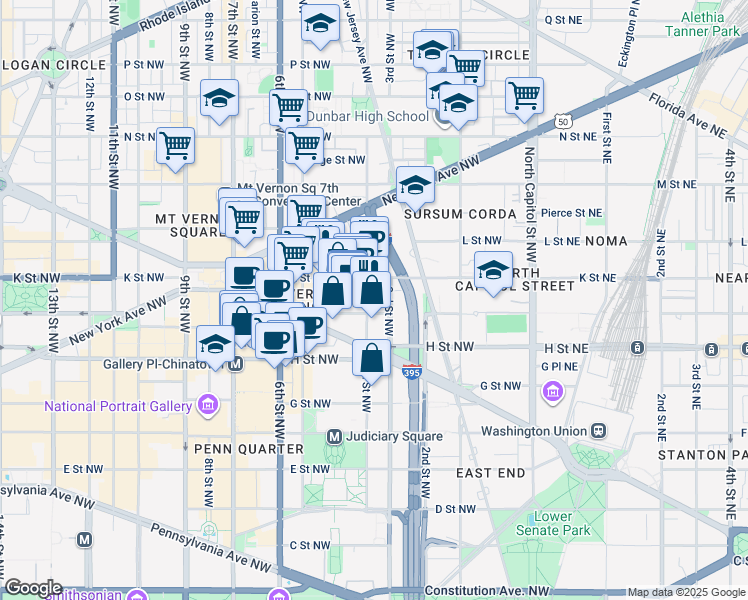 map of restaurants, bars, coffee shops, grocery stores, and more near 923 4th Street Northwest in Washington