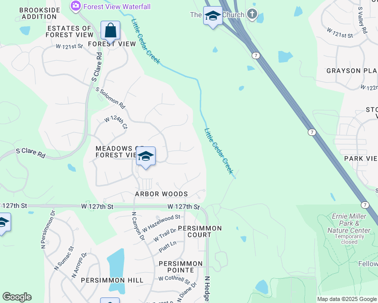 map of restaurants, bars, coffee shops, grocery stores, and more near 23192 West 124th Place in Olathe