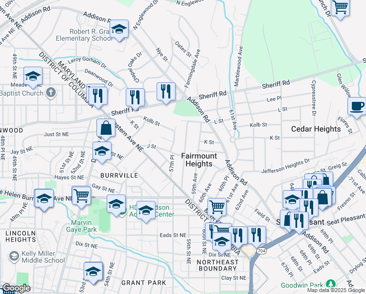 map of restaurants, bars, coffee shops, grocery stores, and more near 101 Independence Avenue Southeast in Washington