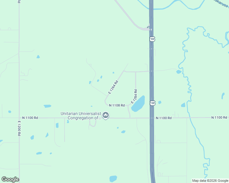 map of restaurants, bars, coffee shops, grocery stores, and more near 1122 East 1264 Road in Lawrence