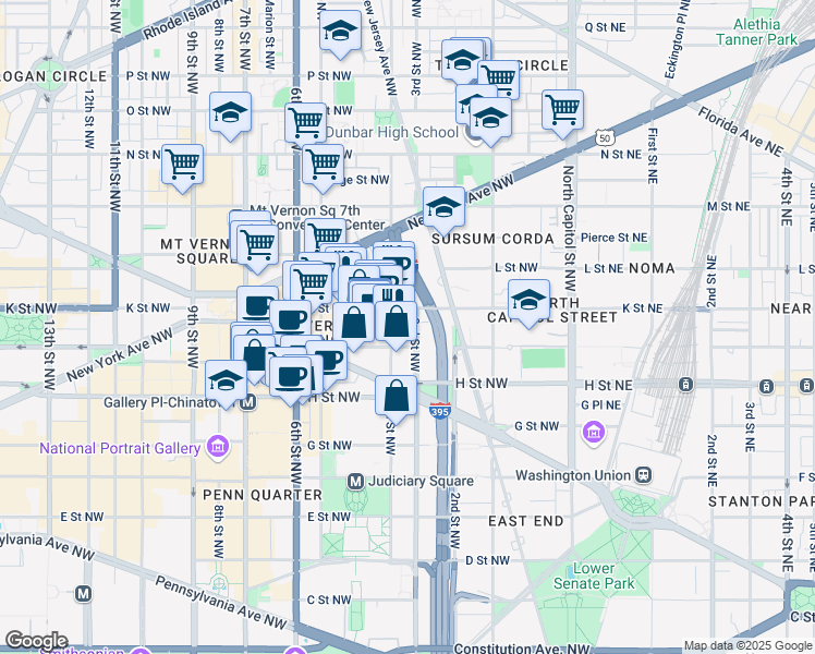 map of restaurants, bars, coffee shops, grocery stores, and more near 920 3rd Street Northwest in Washington