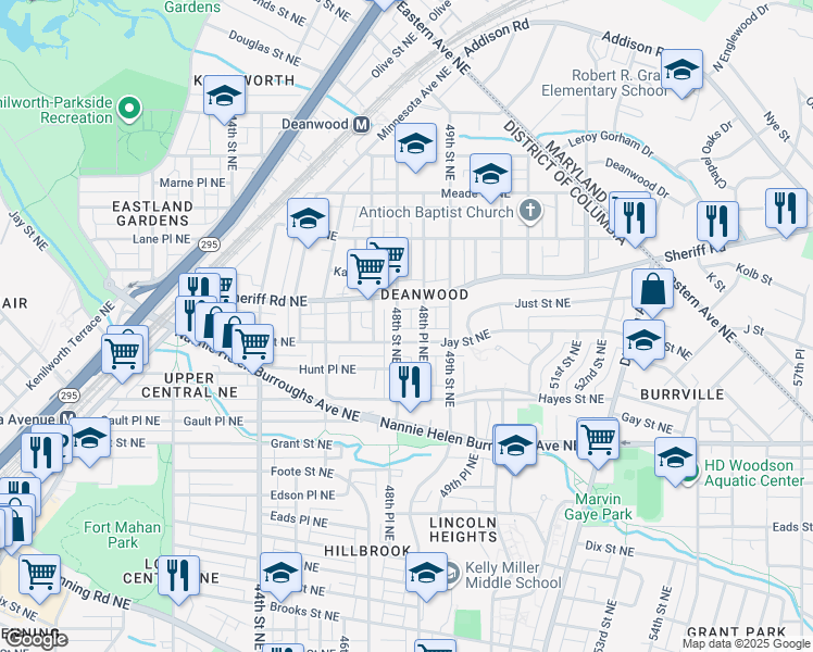 map of restaurants, bars, coffee shops, grocery stores, and more near 101 Independence Avenue Southeast in Washington