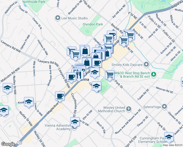 map of restaurants, bars, coffee shops, grocery stores, and more near 101 Independence Avenue Southeast in Washington