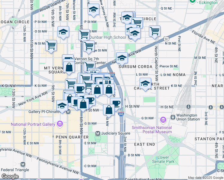 map of restaurants, bars, coffee shops, grocery stores, and more near 926 3rd Street Northwest in Washington