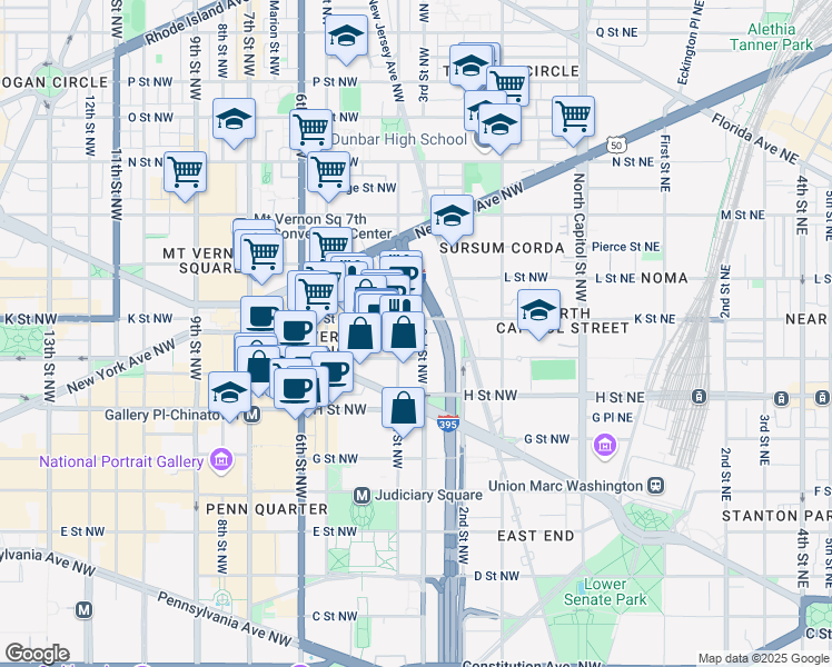 map of restaurants, bars, coffee shops, grocery stores, and more near 926 3rd Street Northwest in Washington