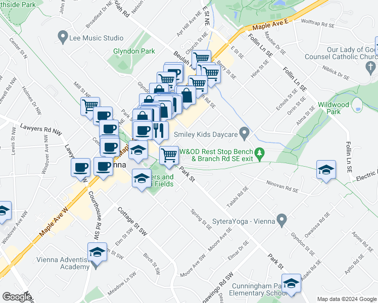 map of restaurants, bars, coffee shops, grocery stores, and more near 101 Independence Avenue Southeast in Washington
