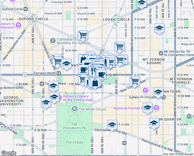 map of restaurants, bars, coffee shops, grocery stores, and more near 101 Independence Avenue Southeast in Washington