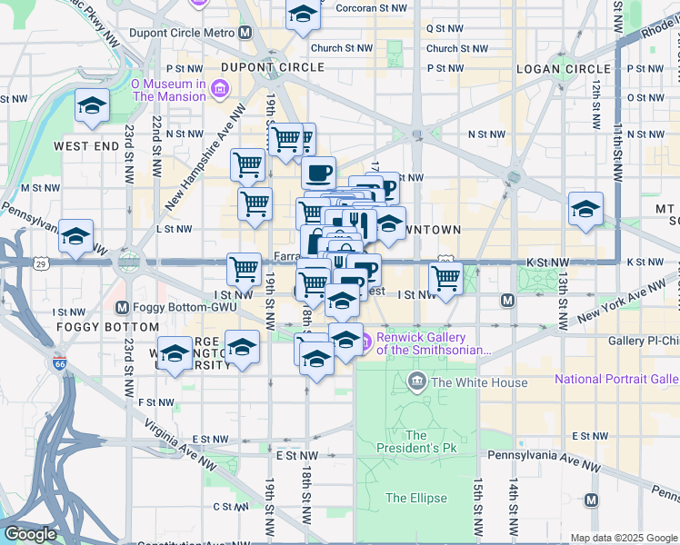 map of restaurants, bars, coffee shops, grocery stores, and more near 101 Independence Avenue Southeast in Washington