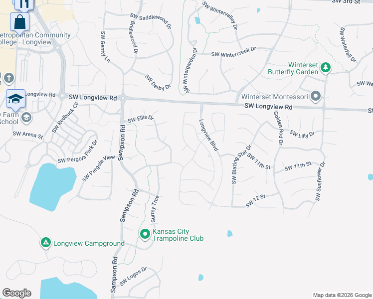 map of restaurants, bars, coffee shops, grocery stores, and more near 1024 Southwest Argyl Street in Lee's Summit