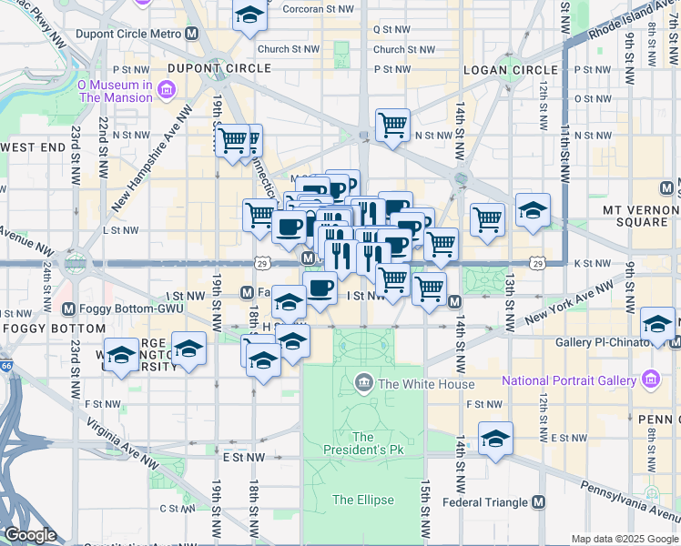 map of restaurants, bars, coffee shops, grocery stores, and more near 101 Independence Avenue Southeast in Washington