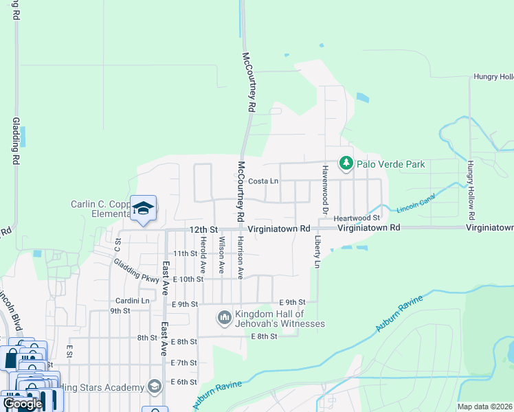 map of restaurants, bars, coffee shops, grocery stores, and more near 1301 Grove Creek Way in Lincoln