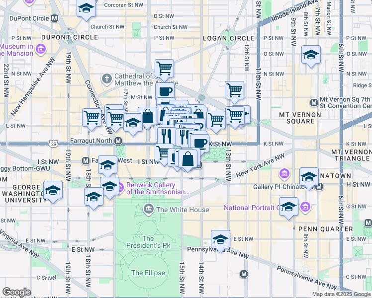 map of restaurants, bars, coffee shops, grocery stores, and more near 101 Independence Avenue Southeast in Washington