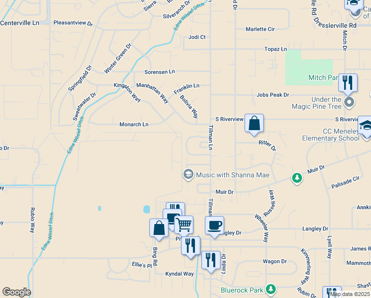 map of restaurants, bars, coffee shops, grocery stores, and more near 1283 Redwood Circle in Gardnerville