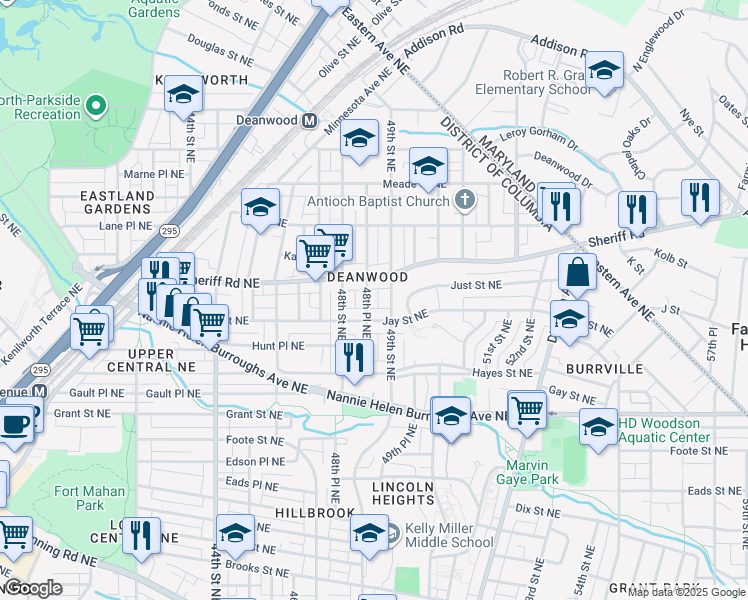map of restaurants, bars, coffee shops, grocery stores, and more near 101 Independence Avenue Southeast in Washington