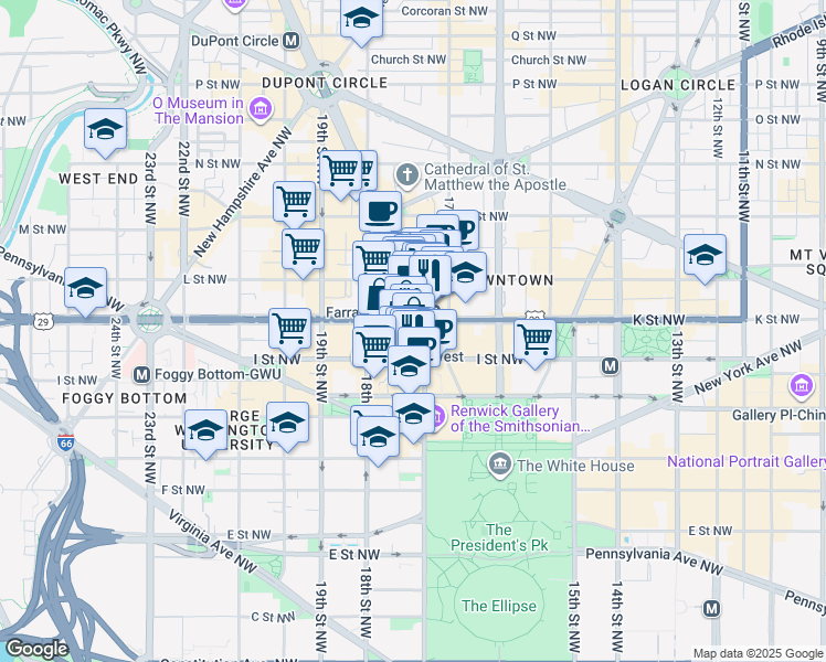 map of restaurants, bars, coffee shops, grocery stores, and more near 101 Independence Avenue Southeast in Washington