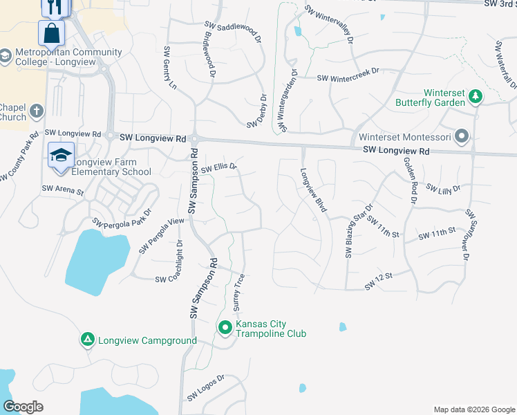 map of restaurants, bars, coffee shops, grocery stores, and more near 2781 Southwest 11th Street in Lee's Summit