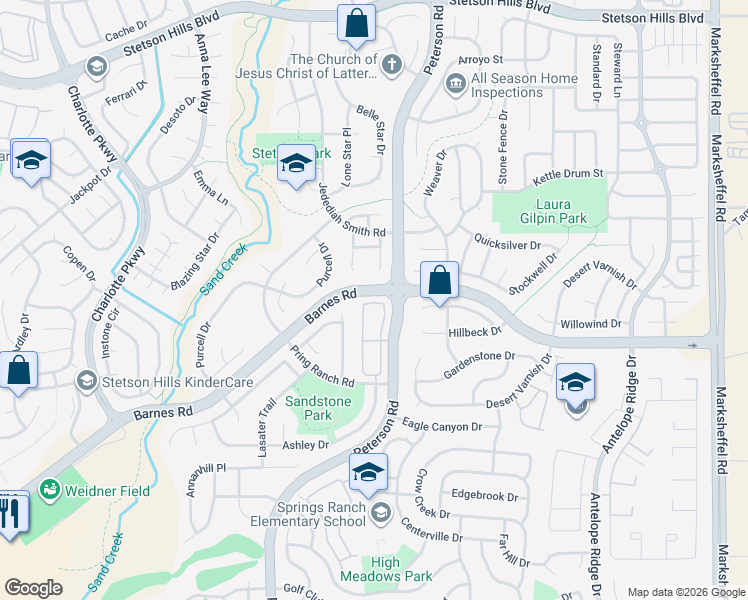 map of restaurants, bars, coffee shops, grocery stores, and more near 4783 Kerry Lynn View in Colorado Springs