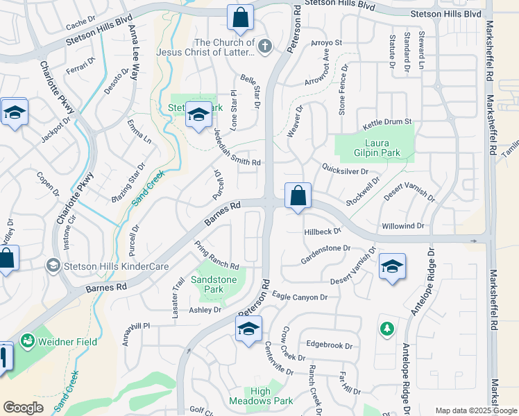 map of restaurants, bars, coffee shops, grocery stores, and more near 4783 Kerry Lynn View in Colorado Springs