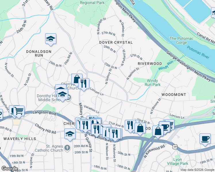 map of restaurants, bars, coffee shops, grocery stores, and more near 101 Independence Avenue Southeast in Washington
